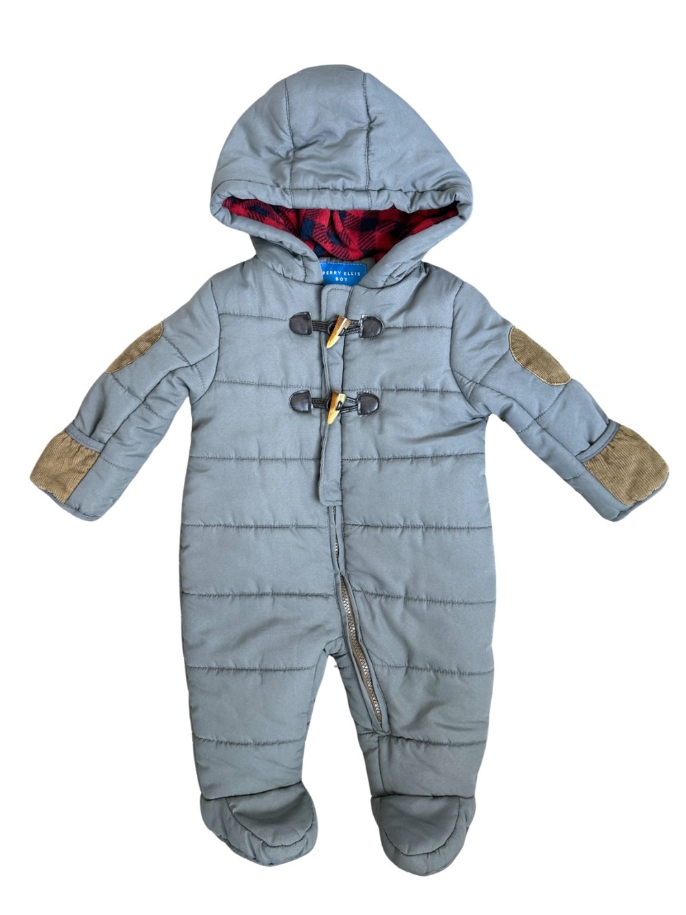 Perry Ellis Light Blue Hooded Puffer Baby Snowsuit